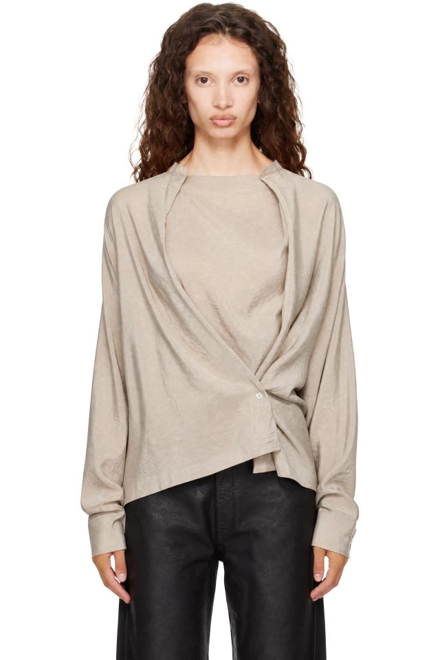 LEMAIRE — Taupe Twisted Blouse