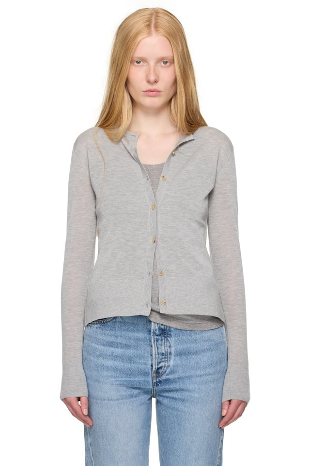 TOTEME — Gray Fine Knit Cardigan