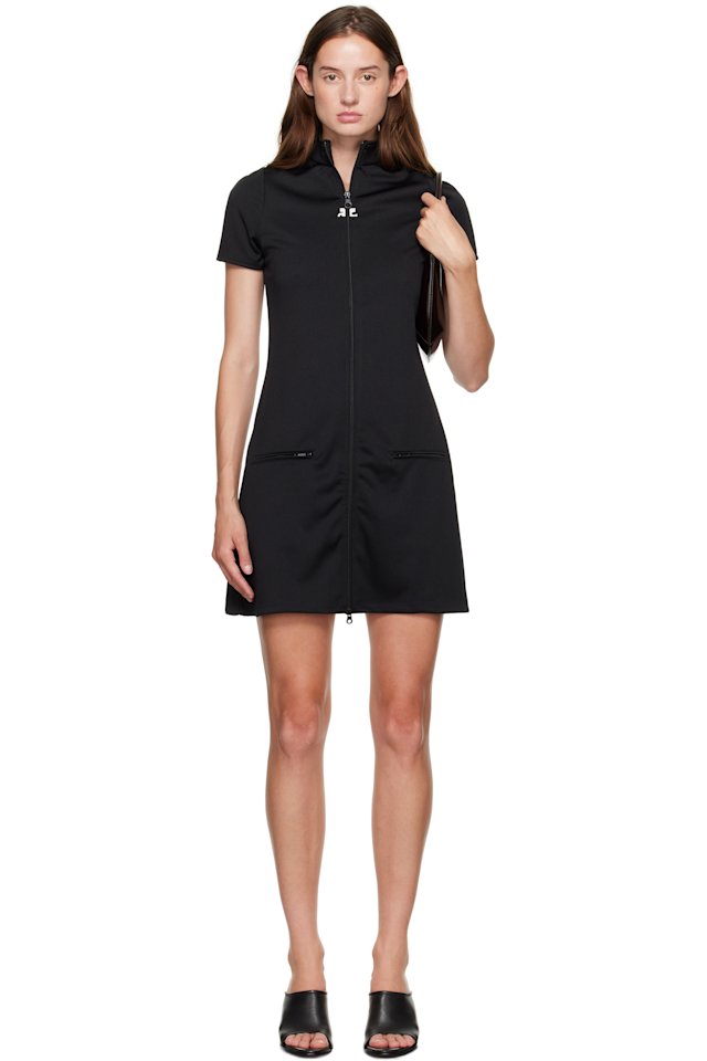 Courrèges — Black Interlock Tracksuit Minidress