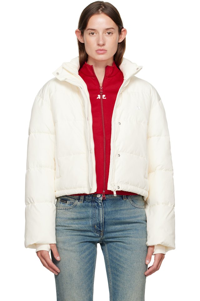 Courrèges — Off-White Cropped Puffer Jacket