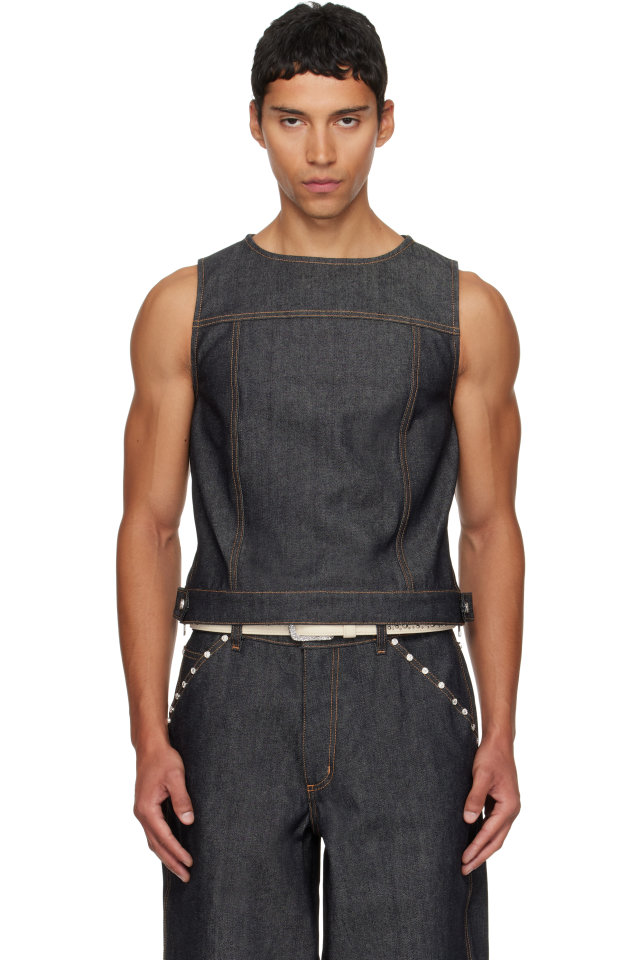 Veneda Carter — SSENSE Exclusive Navy Boxy Denim Vest