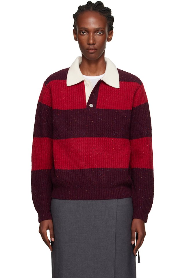 Dunst — Red & Burgundy Chunky Rugby Polo
