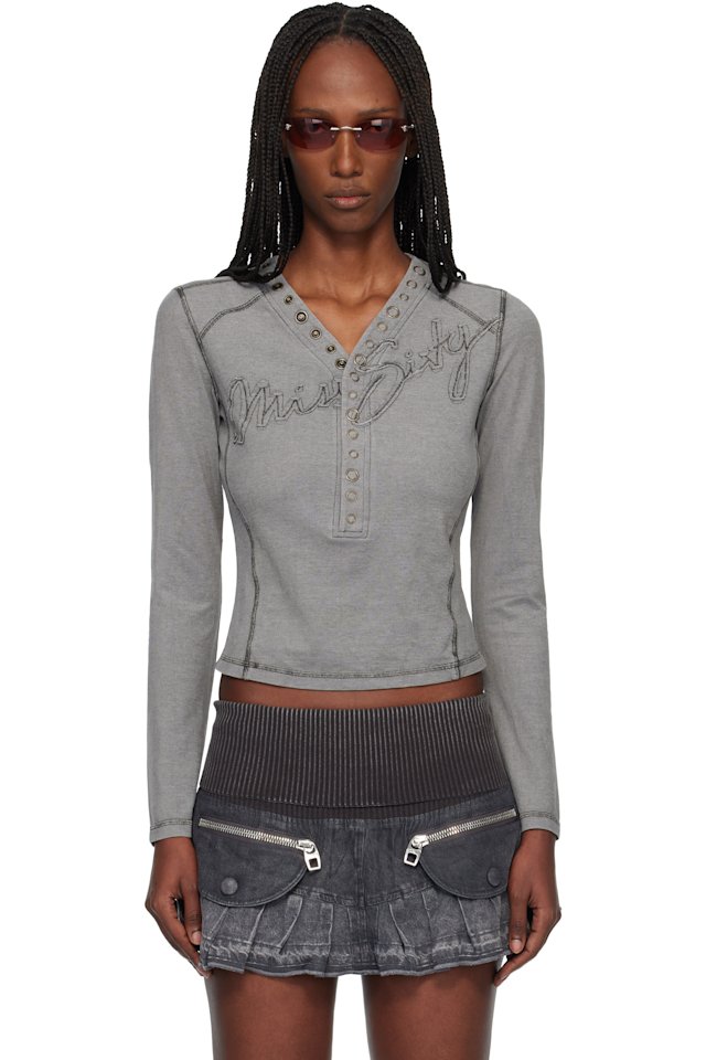 Miss Sixty — Gray KNWLS Edition Logo Patchwork Top