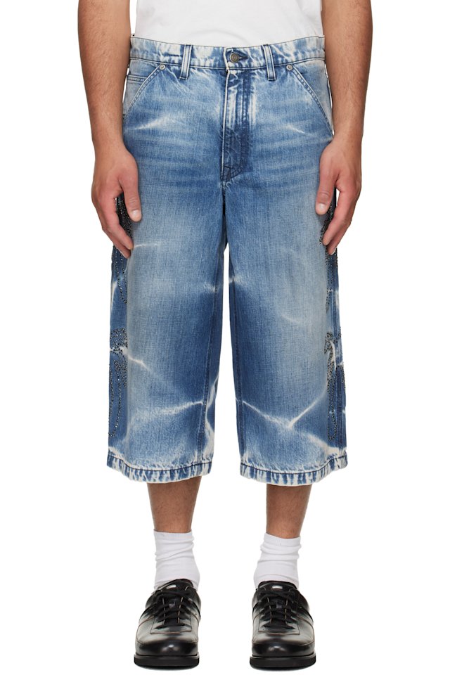COÛT DE LA LIBERTÉ — Blue Grayson Cripsy Denim Palm Devils Painter Shorts