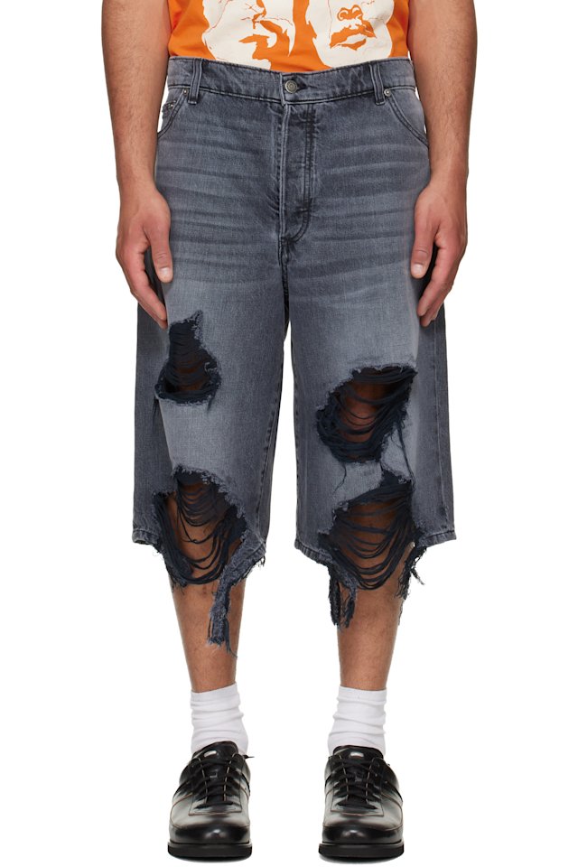 COÛT DE LA LIBERTÉ — Black Zander Rigid Denim Baggy Shorts