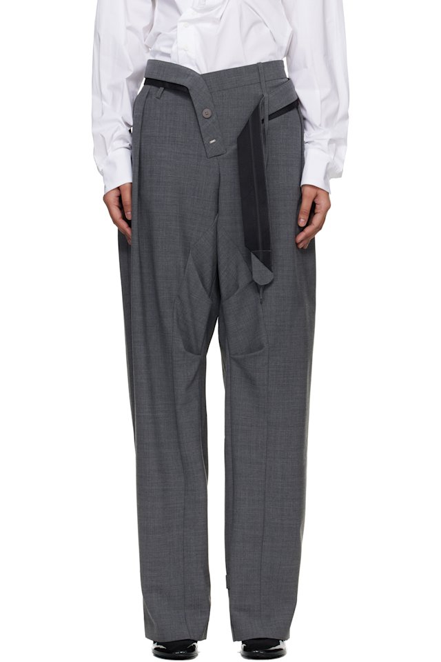 Ottolinger — Gray Strapped Baggy Suit Trousers