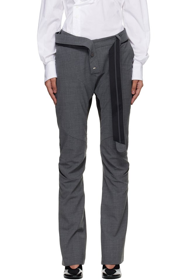 Ottolinger — Gray Slim Multiline Suit Trousers