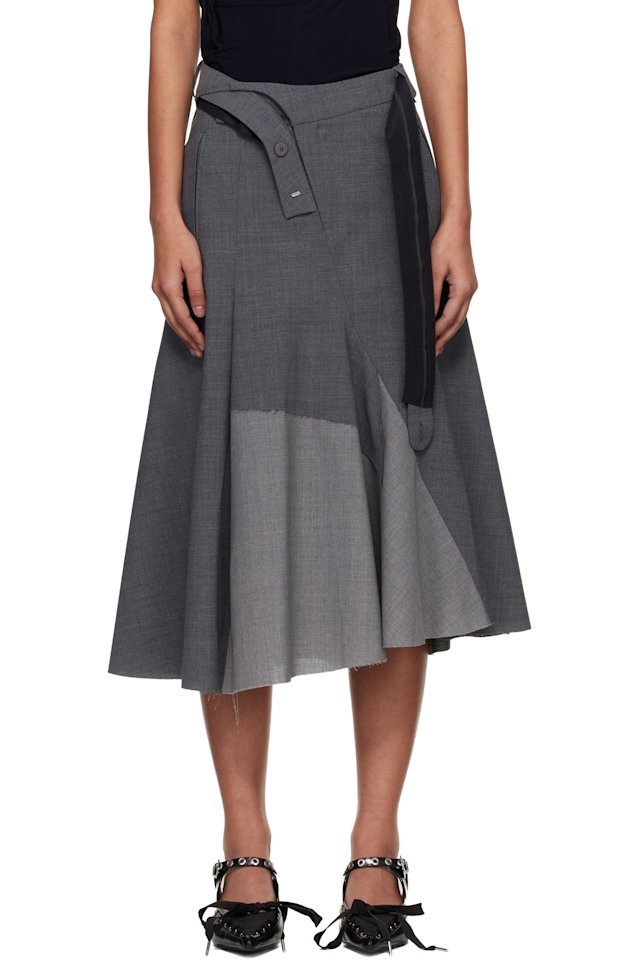 Ottolinger — Gray Strapped Business Midi Skirt