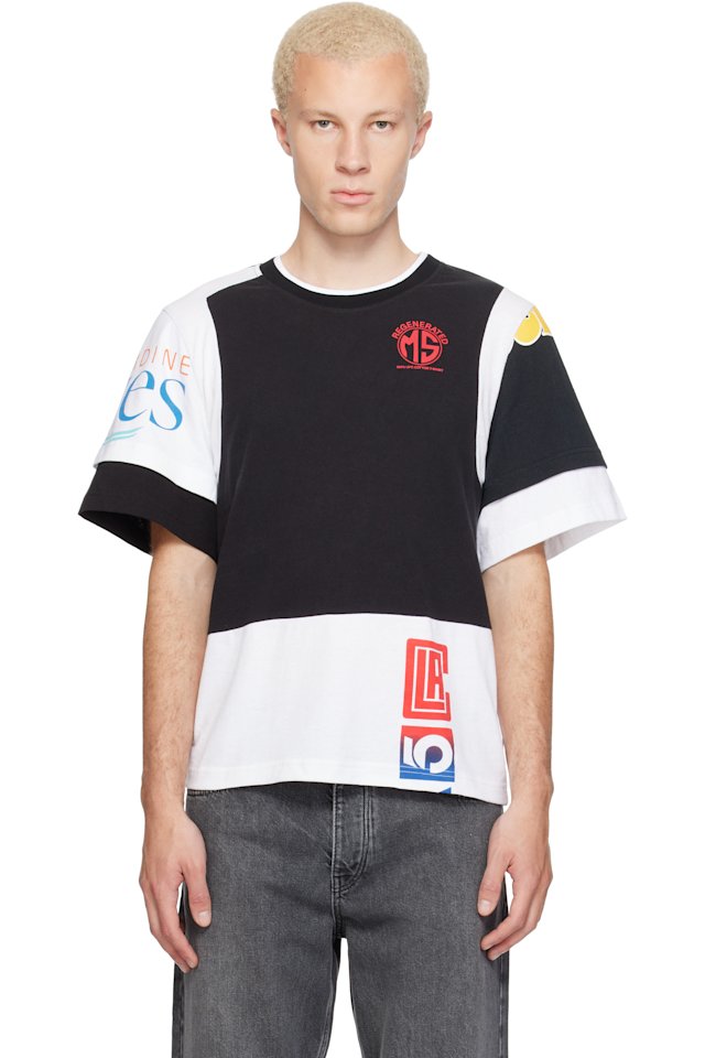 Marine Serre — Black & White Regenerated Graphic Jersey Layered T-shirt