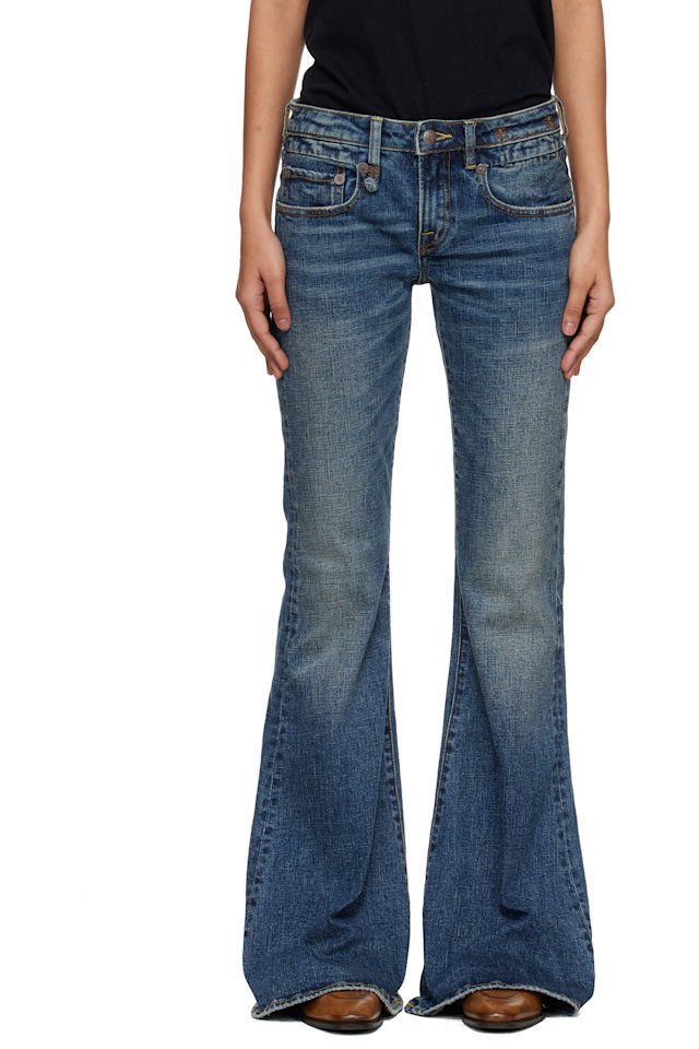 R13 — Blue Overflow Boy Flare Stretch Jeans