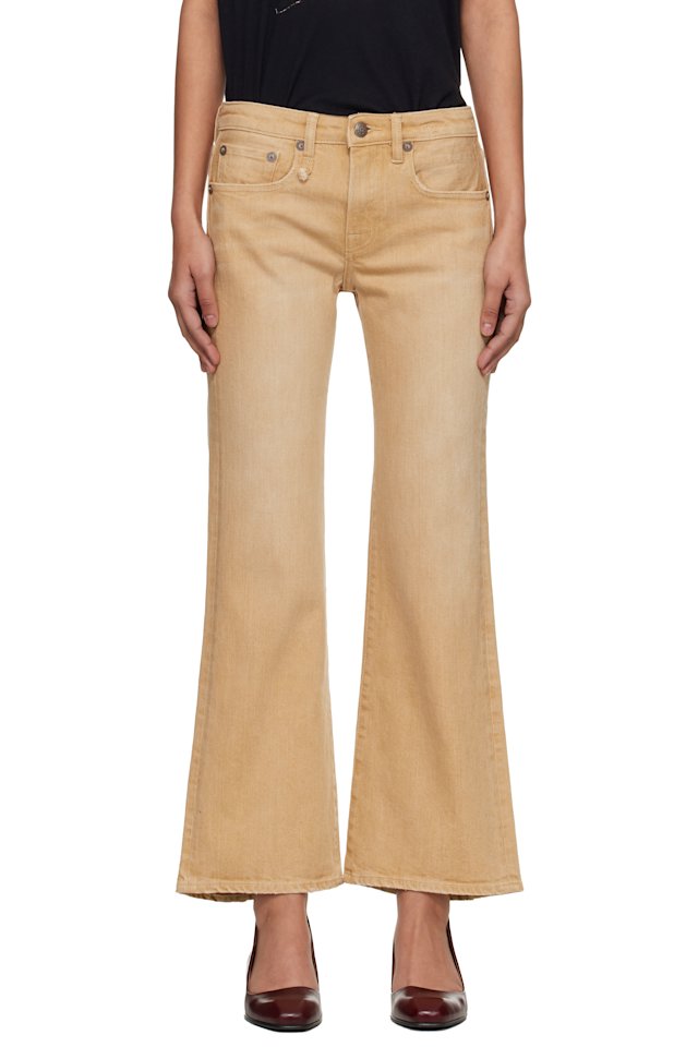 R13 — Khaki Joan Cropped Flare Jeans