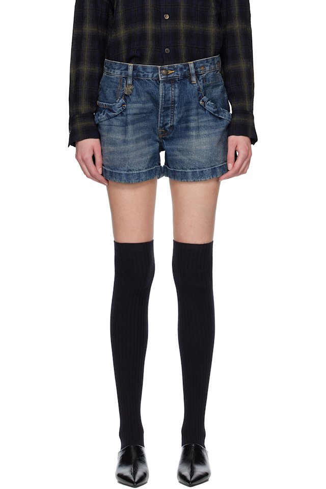 R13 — Blue Pouch Pocket Denim Shorts
