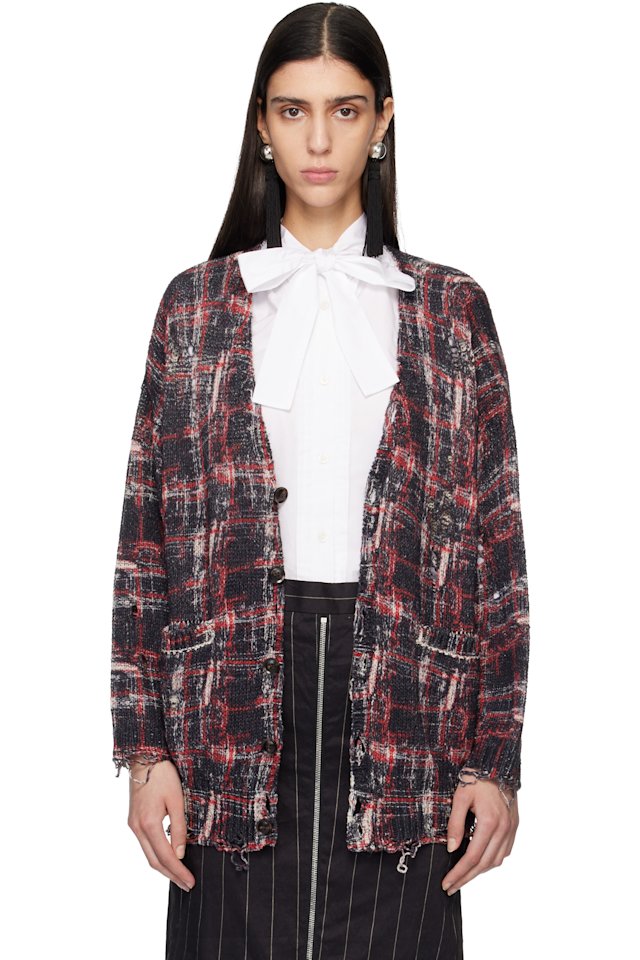 R13 — Black & Red Printed Oversized Cardigan