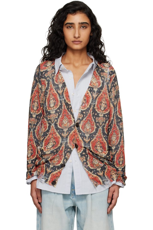 R13 — Red Printed Boyfriend Cardigan