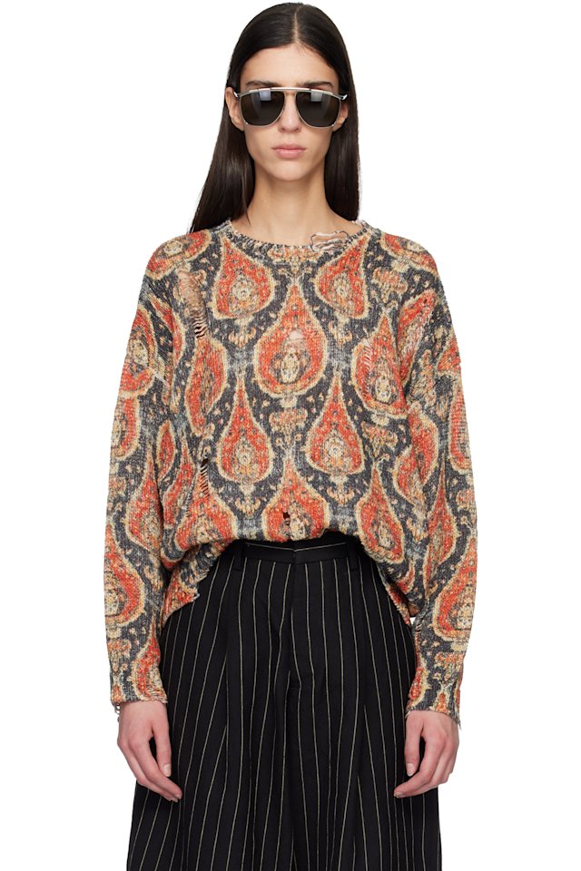 R13 — Black & Red Printed Oversized Sweater