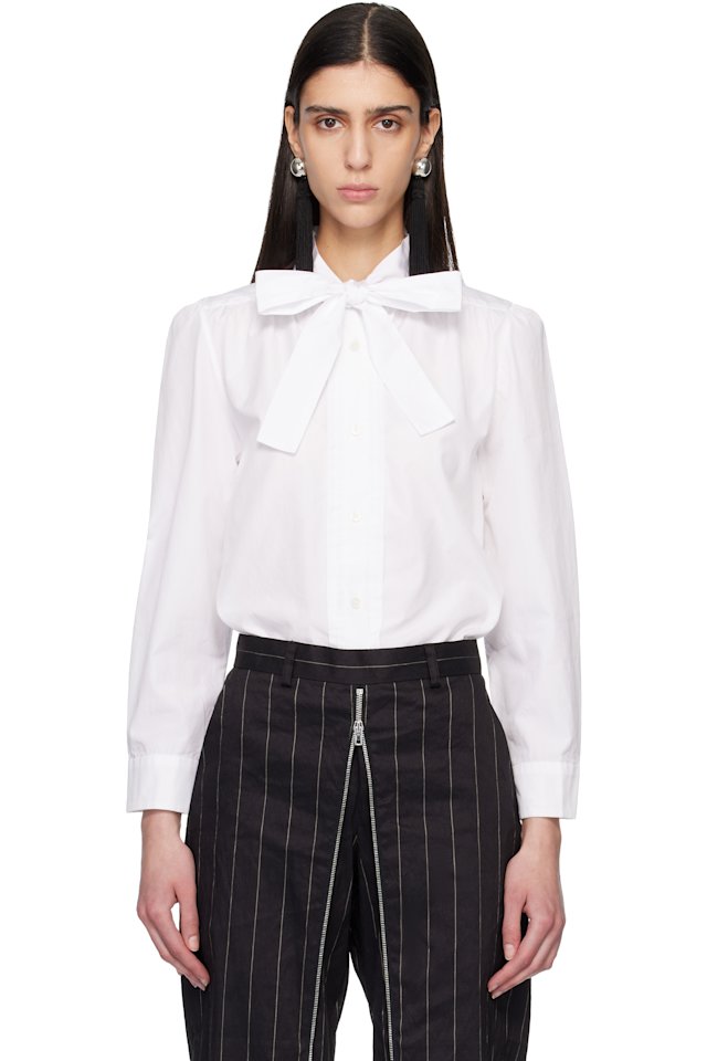 R13 — White Neck Tie Shirt