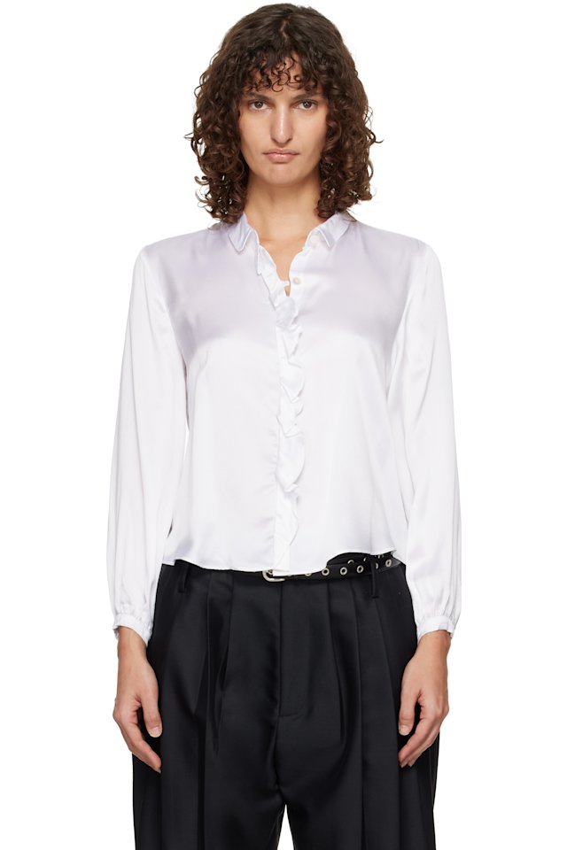 R13 — White Ruffle Blouse