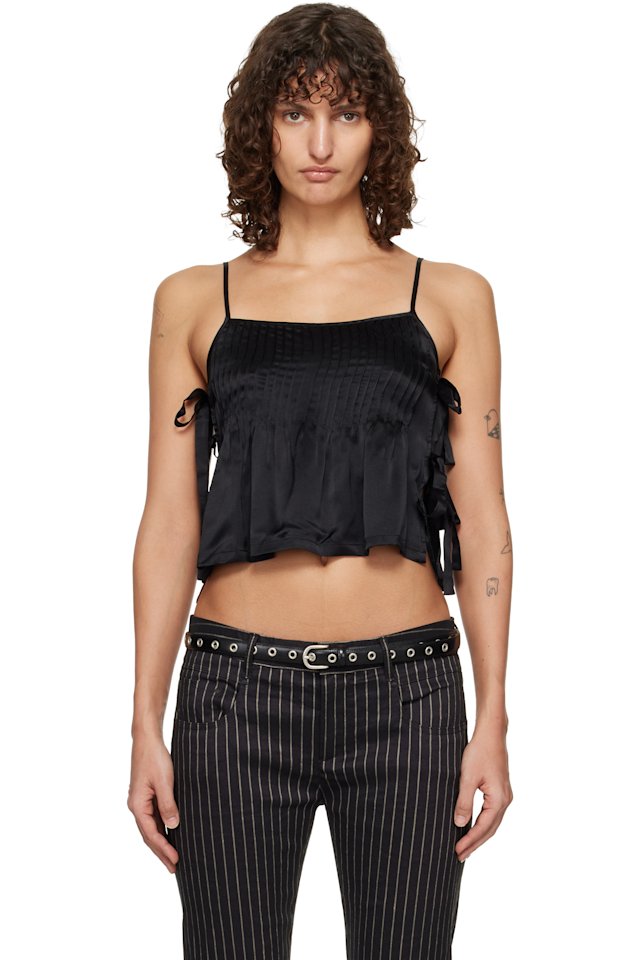 R13 — Black Square Neck Tie Camisole