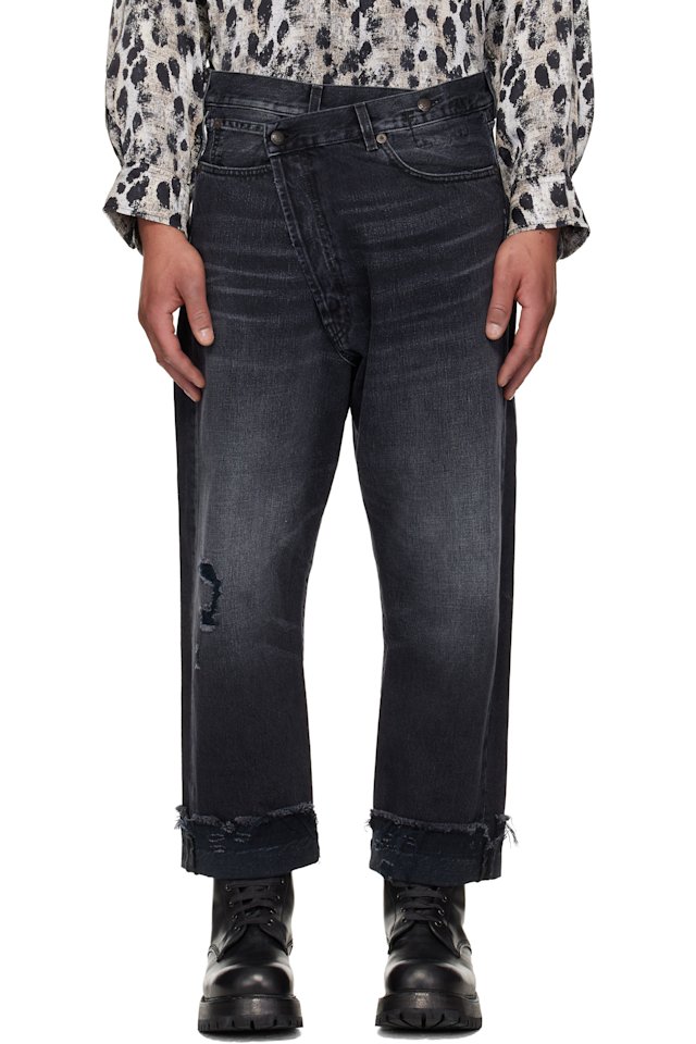R13 — Black Crossover Jeans