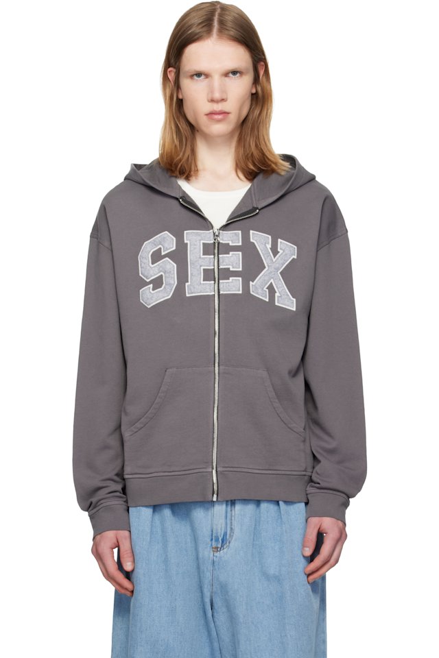 Carne Bollente — SSENSE Exclusive Gray Zipcode Desire 'Sex' Hoodie