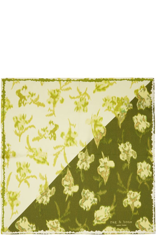 rag & bone — Green Kit Floral-Print Silk Bandana Scarf