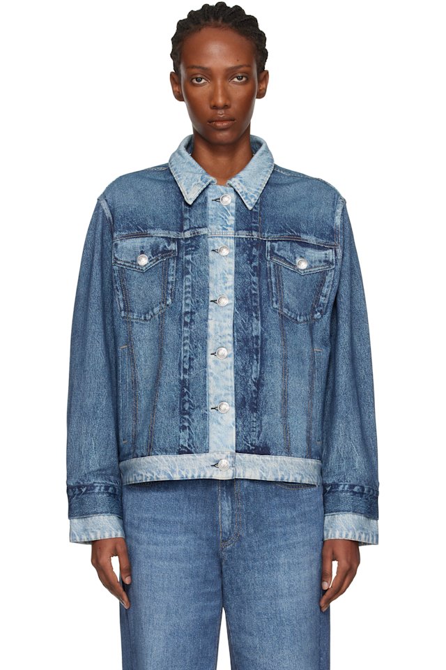 rag & bone — Blue rb Miramar Oversized Combo Trucker Jacket