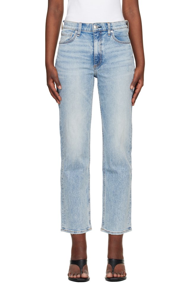 rag & bone — Blue Harlow Ankle Straight Jeans