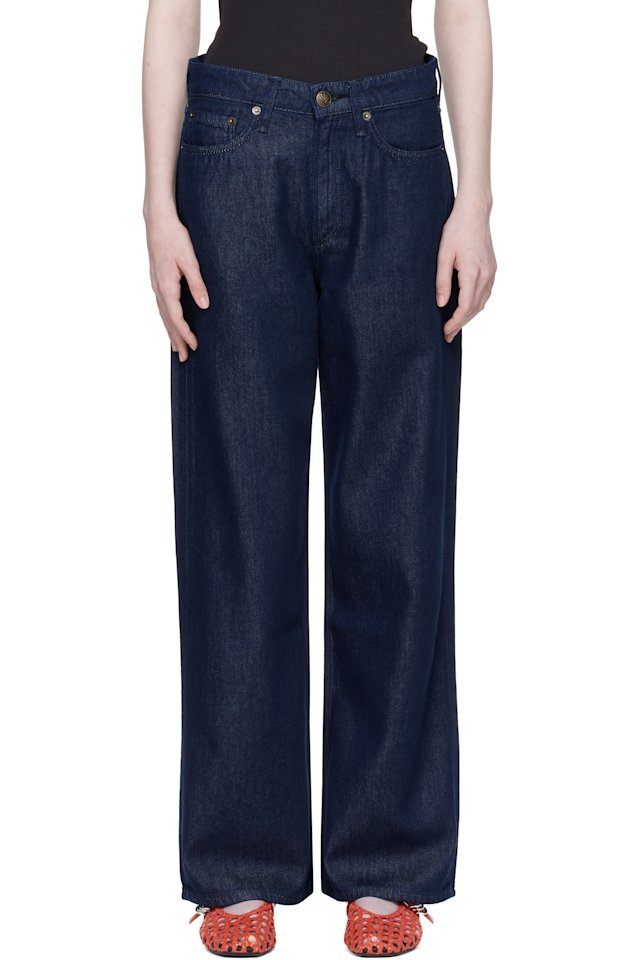 rag & bone — Navy Logan Wide-Leg Jeans