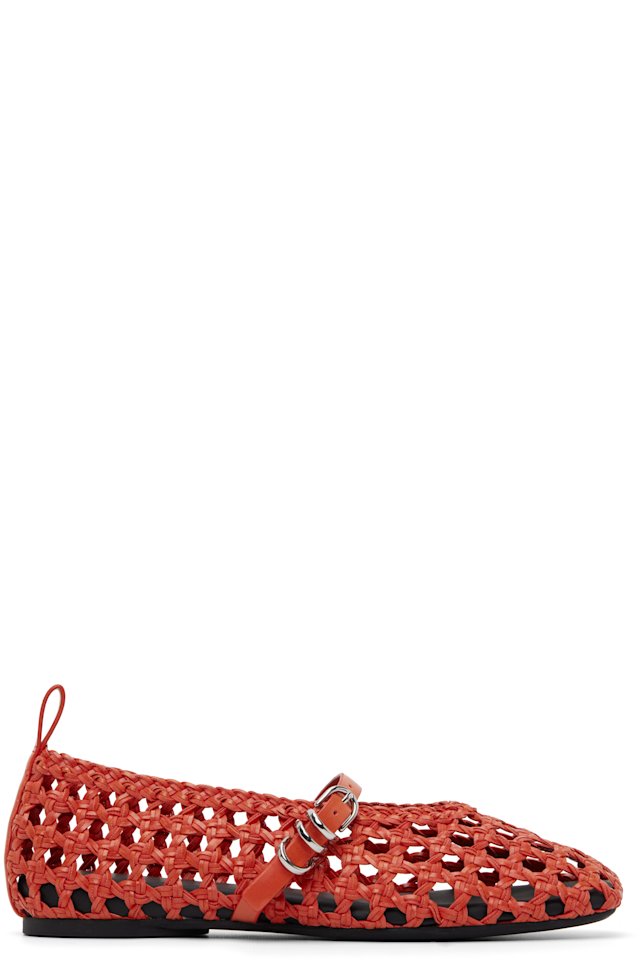 rag & bone — Orange Spire Woven Mary Jane Faux-Leather Flats