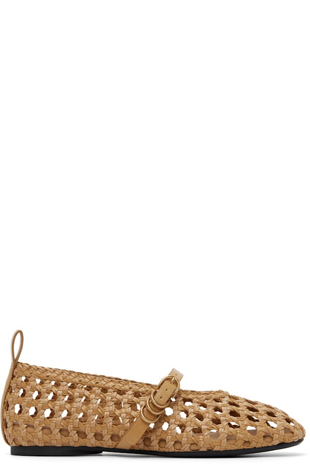 rag & bone — Tan Spire Woven Mary Jane Faux-Leather Flats