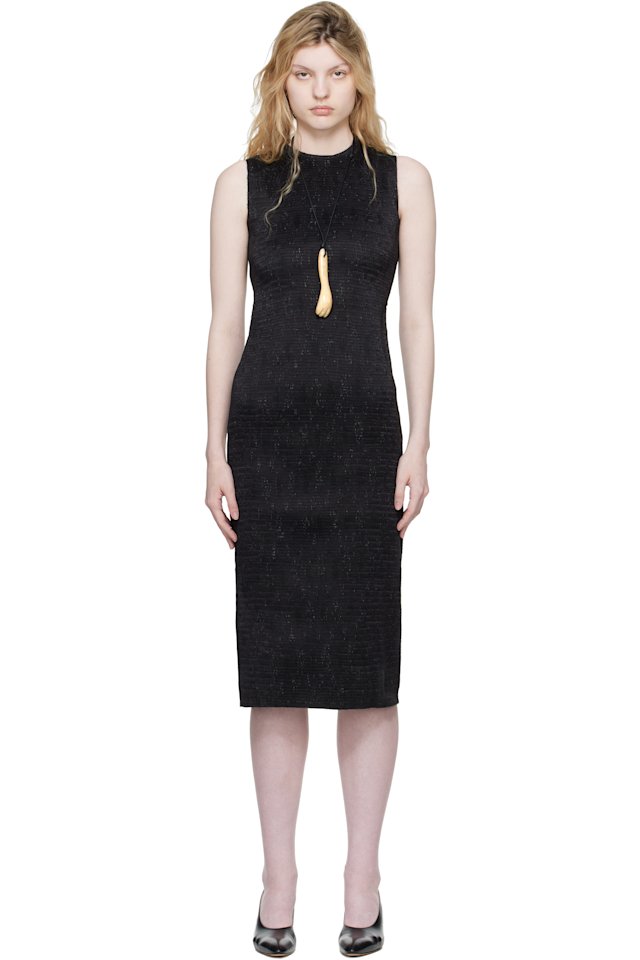 SUPER YAYA — Black Open Back Midi Dress