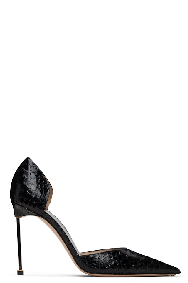 TOM FORD — Black Semi Shiny Printed Python Spire D'Orsay Heels
