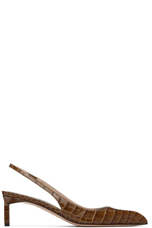 TOM FORD — Khaki Shiny Stamped Crocodile T Slingback Heels
