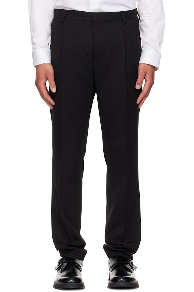 Hugo — Black Extra-Slim-Fit Wool-Blend Twill Trousers