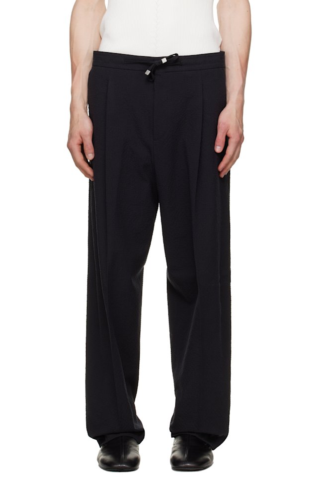 Hugo — Black Modern-Fit Seersucker Trousers