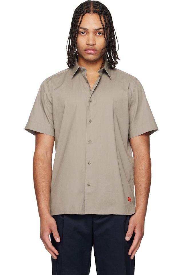 Hugo — Taupe Relaxed-Fit Stretch Cotton Shirt
