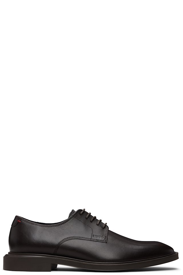 Hugo — Brown Leather Embossed Logo Derbys