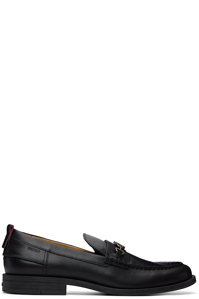 Hugo — Black Stacked-Logo Bit Loafers