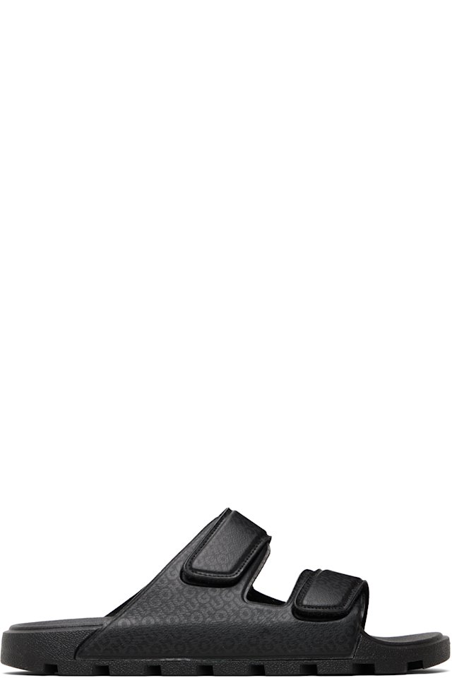 Hugo — Black Printed-Logo Sandals