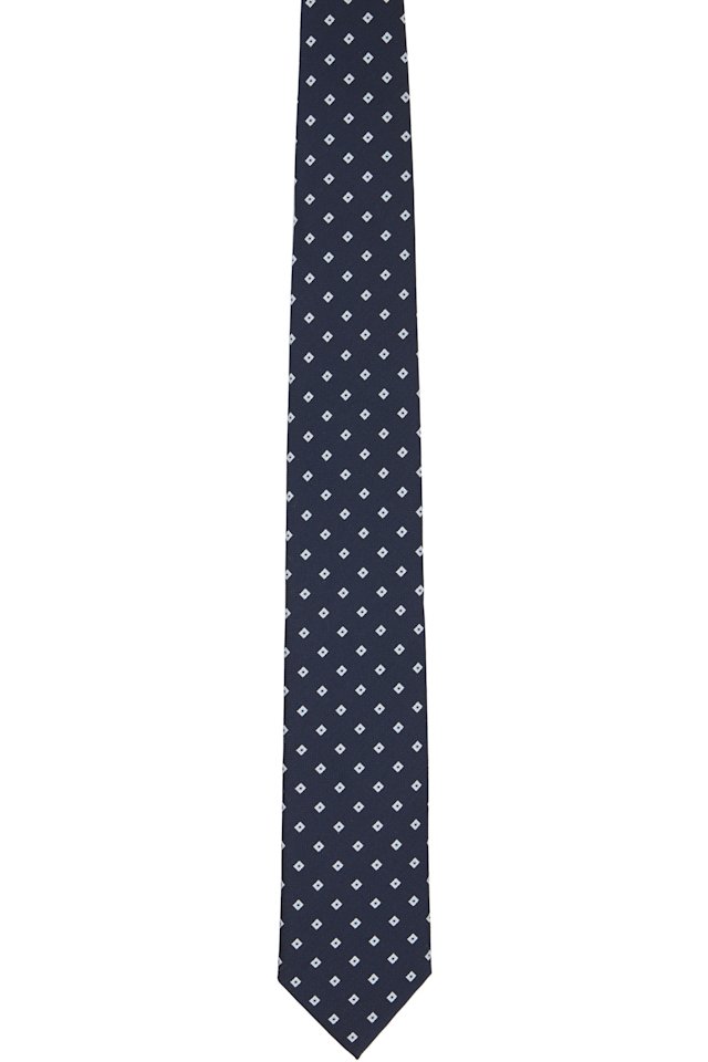 BOSS — Navy Jacquard-Pattern Tie