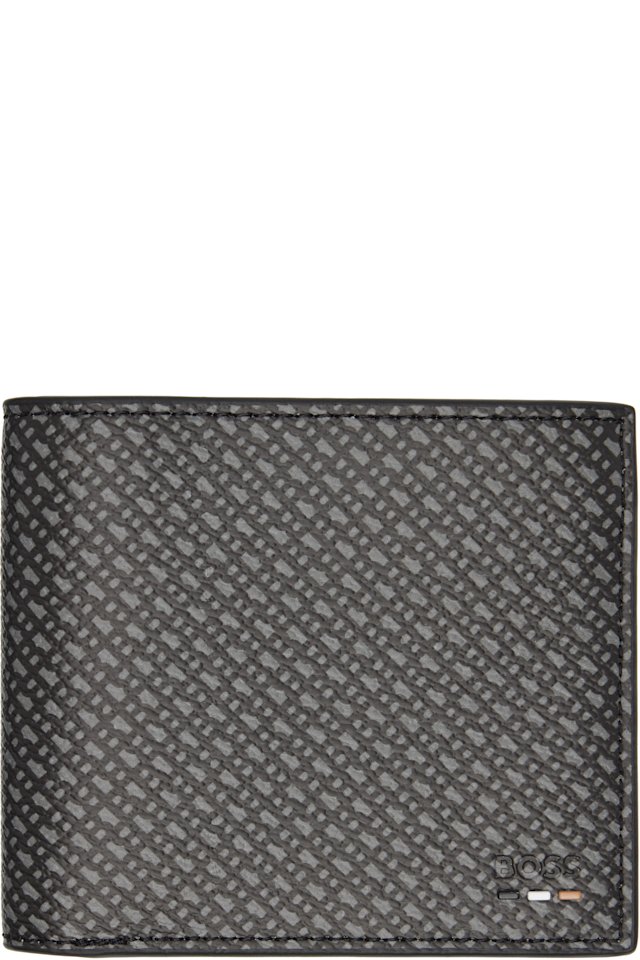 BOSS — Black Grained Faux-Leather Wallet