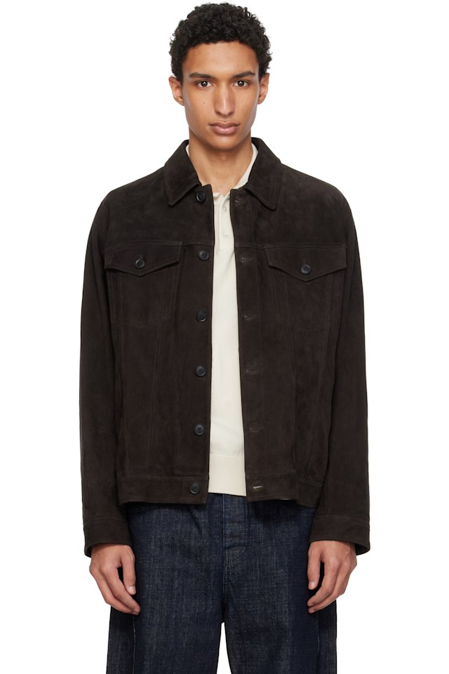 BOSS — Brown Regular Fit Nappalan Suede Jacket
