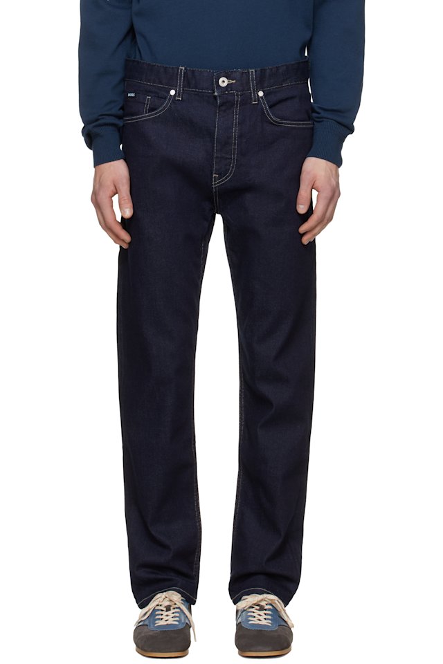 BOSS — Navy Straight-Fit Stretch Jeans