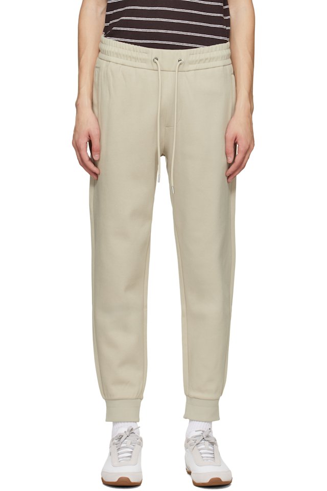 BOSS — Beige Stretch-Cotton Cuffed Hems Track Pants
