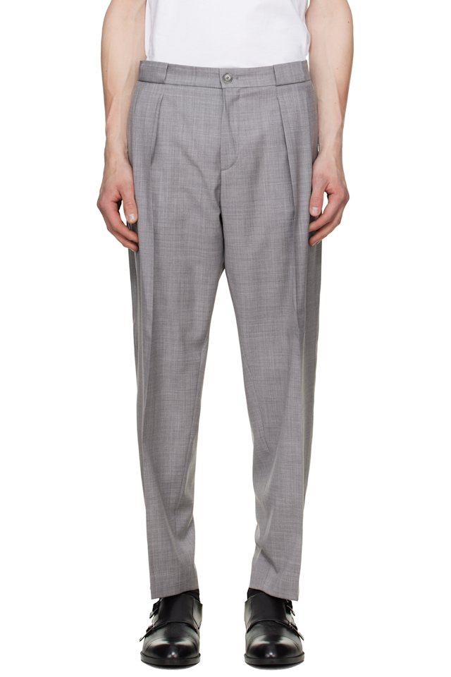 BOSS — Gray Pleated Trousers