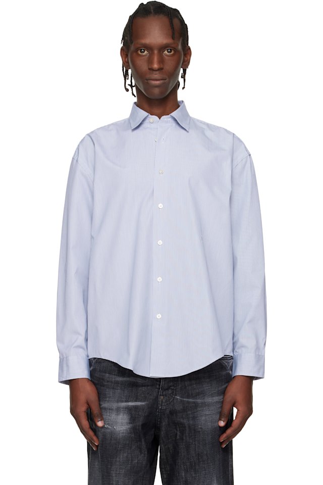 BOSS — Navy Striped Relaxed-Fit Shirt