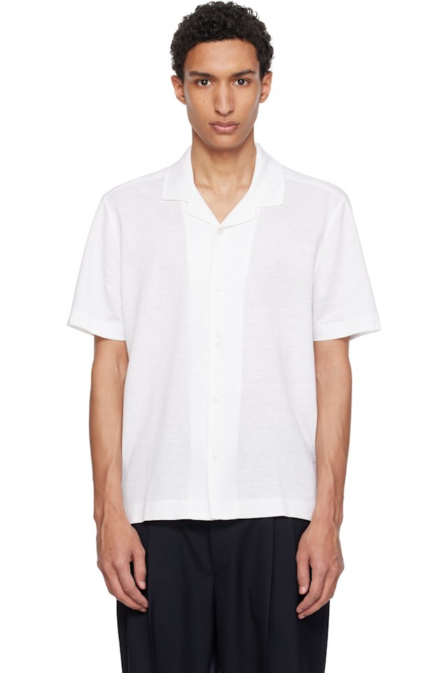 BOSS — White Camp Collar Shirt