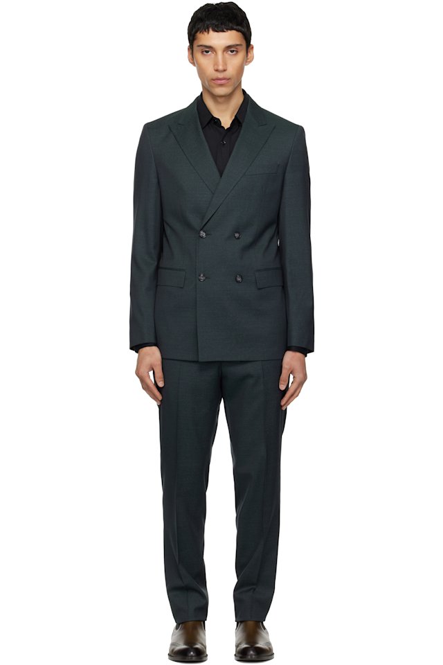 BOSS — Gray Slim-Fit Virgin Wool Suit