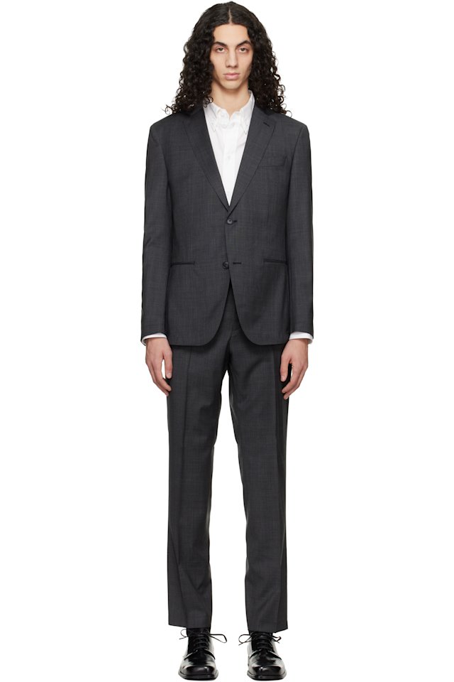 BOSS — Gray Two-Piece Slim-Fit Virgin Wool Suit