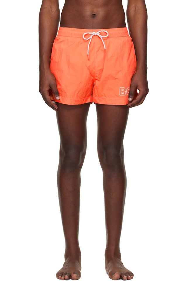 BOSS — Orange Outline Logo Print Swim Shorts